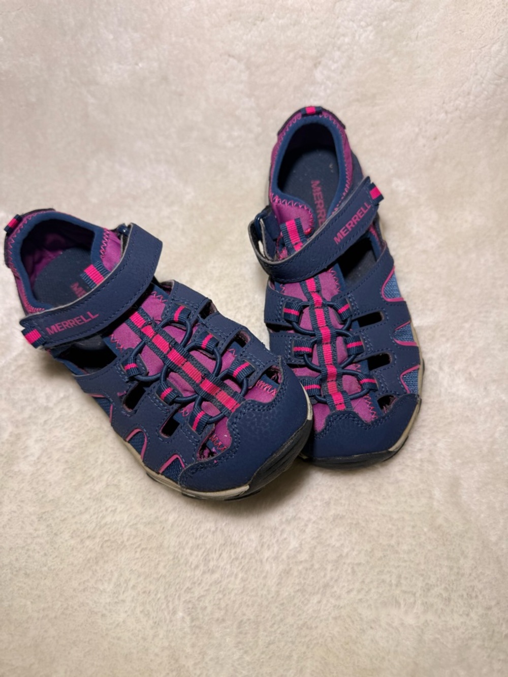Merrell Kids Hydro H2O Hiker Sandal closed toe flat Navy/Berry youth size 2M